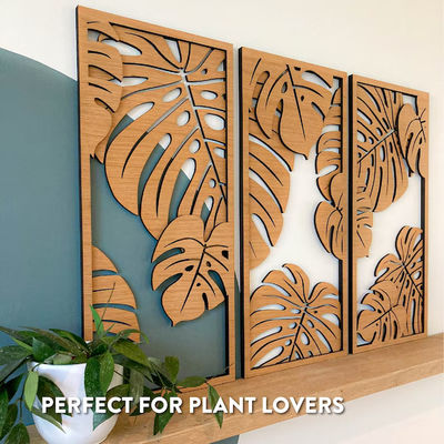 Décoration monstéra personnalisable en 3 panneaux Cadres en bois inclus pour l'art murale des plantes