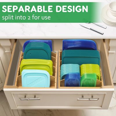 Organisateur de conteneur de stockage alimentaire en bambou en bois extensible de 13 à 27 pouces pour cuisine OEM