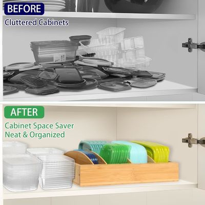 Organisateur de conteneur de stockage alimentaire en bambou en bois extensible de 13 à 27 pouces pour cuisine OEM