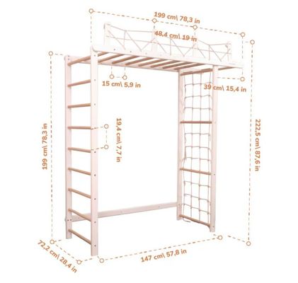 Gymnase de la jungle pour enfants personnalisable avec accessoire de corde en option et mobile de pépinière