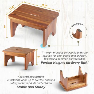 202405 Tabouret portable à pas en bois pour travaux lourds, non glissant et pratique pour les adultes