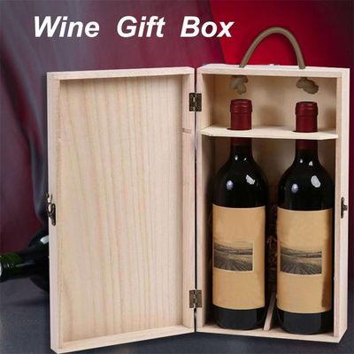 Boîte à cadeaux en bois de type bois MDF de luxe peinture de vin rouge cuisson Boîte à cadeaux en bois avec poignées et couvercle acrylique