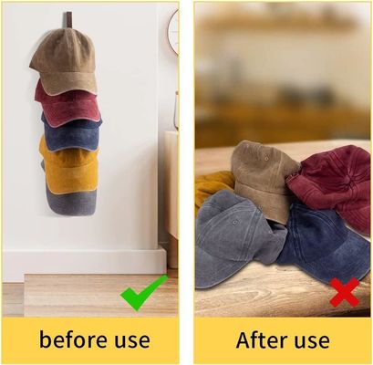 Organiseur de chapeaux en bois monté sur le mur pour casquettes 5 couches
