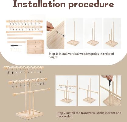 Décoration d' étagère en bois 3 couches de bandeau de tête pour bébé Porteur de bandeau de cheveux