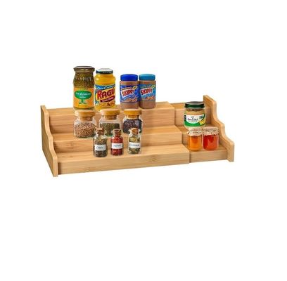 Étagère d'affichage expandable de bambou de niveau 3 Package cadeau Armoire de cuisine Organisateur OEM / ODM
