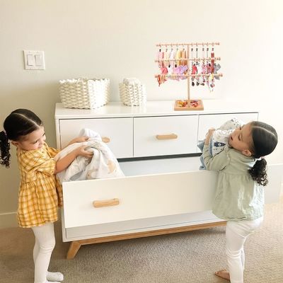 Décoration d' étagère en bois 3 couches de bandeau de tête pour bébé Porteur de bandeau de cheveux