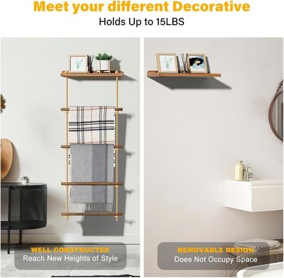 Étagère d'escalier en bois à 5 niveaux, étagère rustique pour rangement de couvertures à la ferme