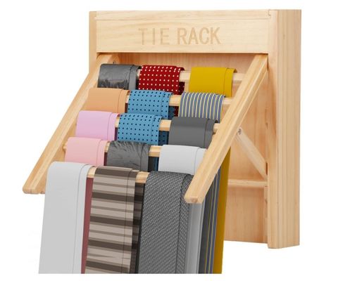 Appareil élégant monté sur le mur en bois Garniture d'organisation de cravate ceinture suspendu Garniture de cravate pour économiser de l'espace