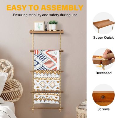 Étagère d'escalier en bois à 5 niveaux, étagère rustique pour rangement de couvertures à la ferme