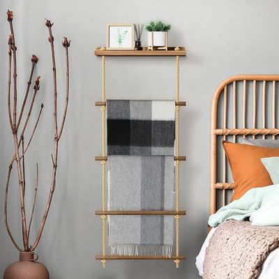 Étagère d'escalier en bois à 5 niveaux, étagère rustique pour rangement de couvertures à la ferme