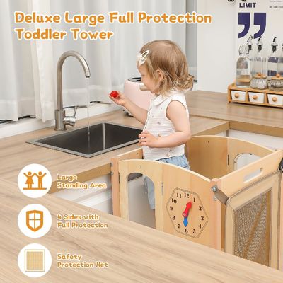 2 étapes Tabouret pliable pour les tout-petits Aide à la cuisine Couleur naturelle de bambou Tabouret pour les enfants