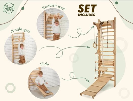 202405 Escalier suédois 4 en 1 Gymnase d'escalade pour tout-petits avec triangle d'escalade et table pour enfants