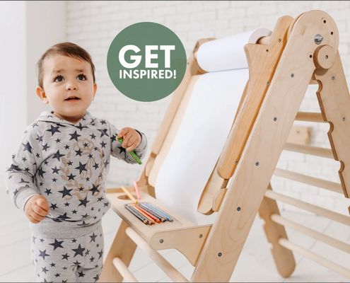 202405 Escalier suédois 4 en 1 Gymnase d'escalade pour tout-petits avec triangle d'escalade et table pour enfants