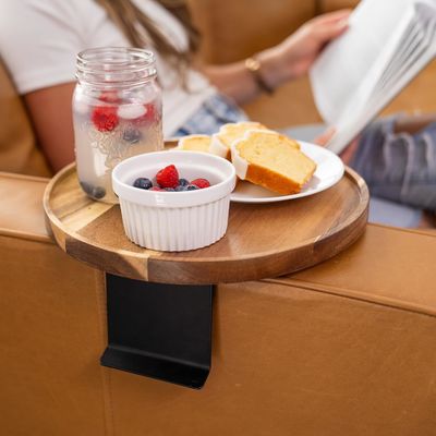 Logo personnalisé plateau de canapé en acacia pour le canapé en bois réglable écologique
