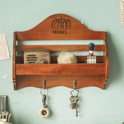 Porte-clés d'étagère en bois personnalisé et organisateur de courrier d'entrée pour montage murale