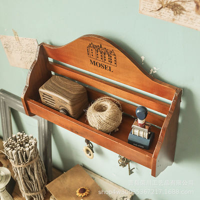 Porte-clés d'étagère en bois personnalisé et organisateur de courrier d'entrée pour montage murale