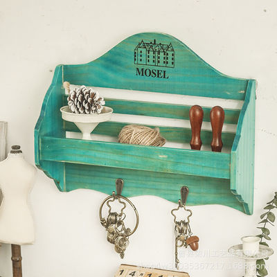 Porte-clés d'étagère en bois personnalisé et organisateur de courrier d'entrée pour montage murale