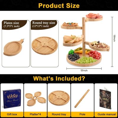 Tableau d'affichage de fête Tour de gâteaux en bois avec logo personnalisé et support pliable