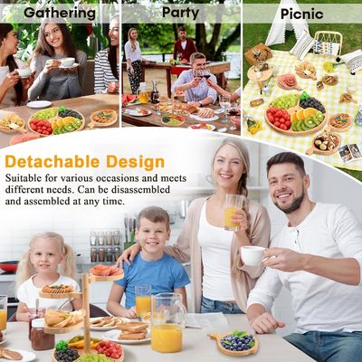 Tableau d'affichage de fête Tour de gâteaux en bois avec logo personnalisé et support pliable