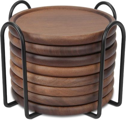Coupe détenteur tapis 4 pouces de bambou naturel Eco-amicaux sous-vêtements en bois avec porte-métal