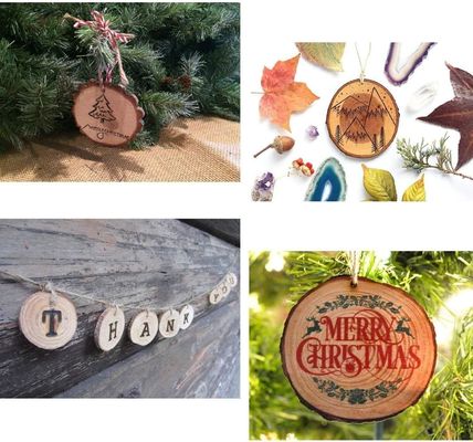 Artisans d'art décoratifs Coaster en bois de 3,5 à 4 pouces en bois naturel non fini avec trou durable