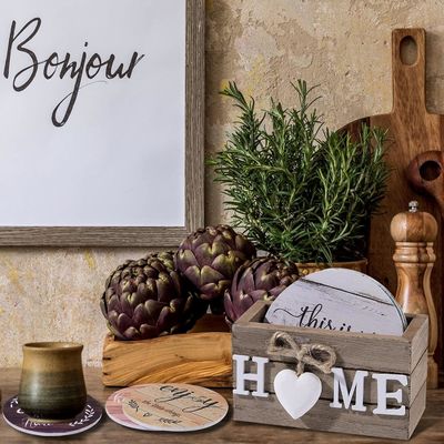 Logo personnalisé Taille Décoration de la maison Coasters de cœur en bois pour les boissons