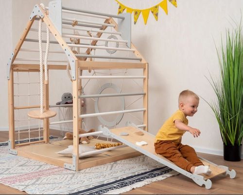 Gymnase mobile pour enfants avec imprimante et accessoires en corde Waldorf en option