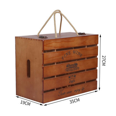 Logo personnalisé Acceptable personnalisé 6 bouteilles faites à la main Boîtes cadeaux de vin en bois Boîte à charnière