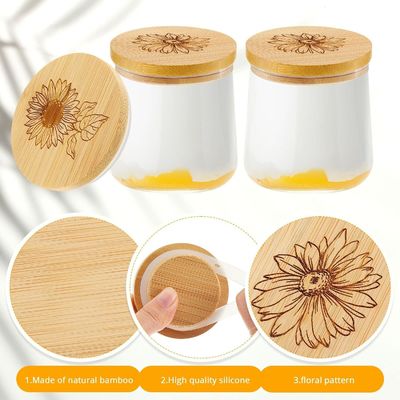 Couvercles de bocal en bois de couleur claire en bambou avec anneaux d'étanchéité en silicone