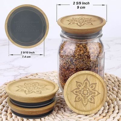 Containers en verre à haute teneur en borosilicate 6Pcs avec couvercle en bois et couvercle en bambou