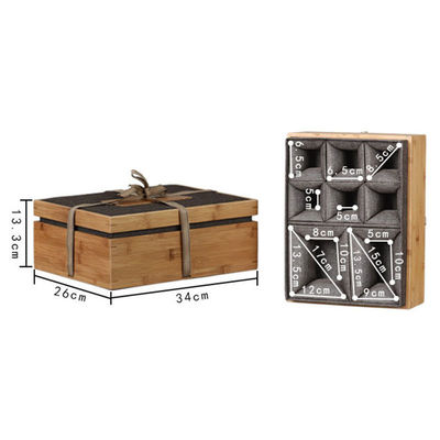 Boîte de cadeau avec logo gravé Boîte de montre en bambou et en polyester pour hommes