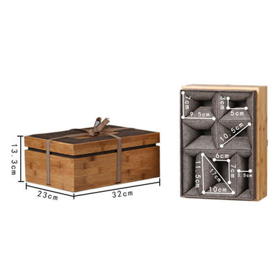 Boîte de cadeau avec logo gravé Boîte de montre en bambou et en polyester pour hommes