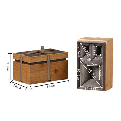 Boîte de cadeau avec logo gravé Boîte de montre en bambou et en polyester pour hommes