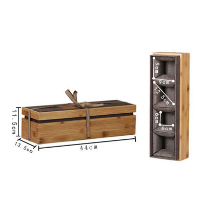 Boîte de cadeau avec logo gravé Boîte de montre en bambou et en polyester pour hommes