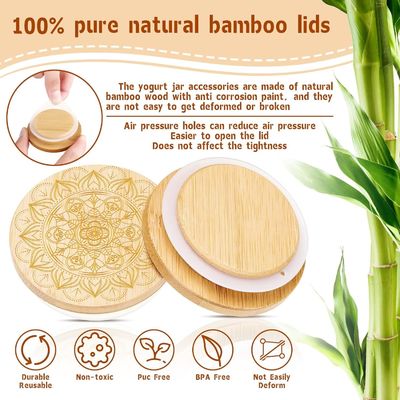 Fresh Style 12 pièces en bois pots de couleur claire pour bougies verre Yogurt Jar Couvercle Couvercles en bois