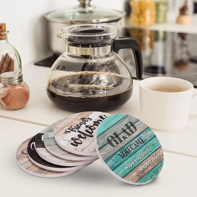 Des sous-vêtements à boire en marbre sarcastique absorbant de pierre de liège avec support personnalisé de luxe 6 pièces