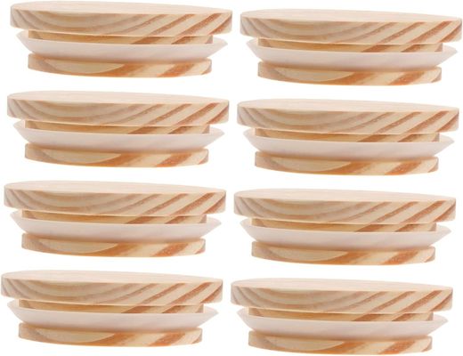 8pcs couvercles en bois de bambou non déversement bougies pots en verre étanche à l' air pots couvercles en bois