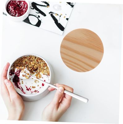 8pcs couvercles en bois de bambou non déversement bougies pots en verre étanche à l' air pots couvercles en bois