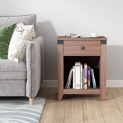 Table de nuit moderne de ferme avec tiroir Table de chevet en bois rustique 16 x 19 x 24 pouces