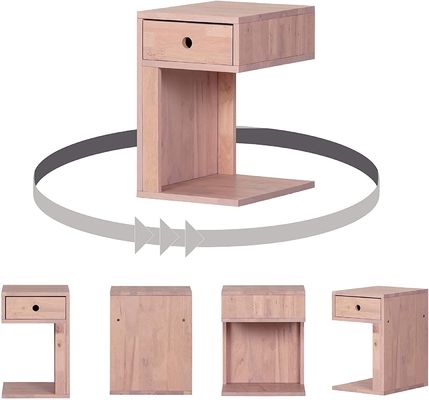 12.5 x 15.75 x 19.75 pouces Tabouret de nuit verni avec un tiroir Table de chevet en bois