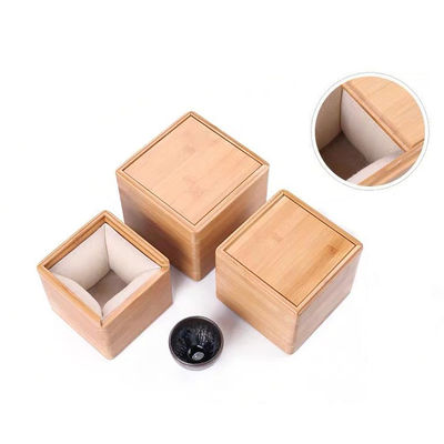 Graverie de logo Slide Couvercle de bambou Carré Boîte en bois pour cadeaux et emballages personnalisés