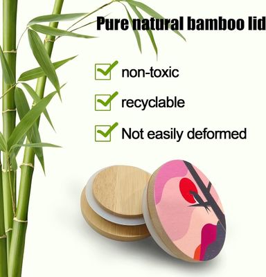 8 Anneaux d'étanchéité en silicone avec des motifs de boho colorés et des couvercles en bambou