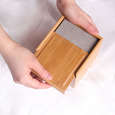 Graverie de logo Slide Couvercle de bambou Carré Boîte en bois pour cadeaux et emballages personnalisés