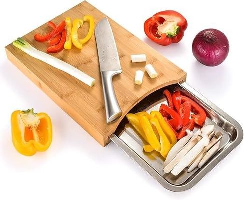Une planche de coupe de bambou avec plateaux et tiroir 13.4 x 9.4 x 1.6 pouces