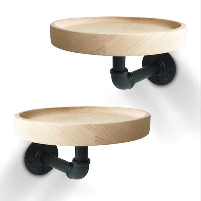 Emballage du courrier N petites étagères flottantes rondes en bois massif pour la décoration des pièces ménagères