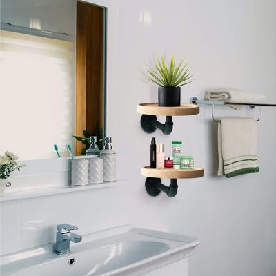 Emballage du courrier N petites étagères flottantes rondes en bois massif pour la décoration des pièces ménagères