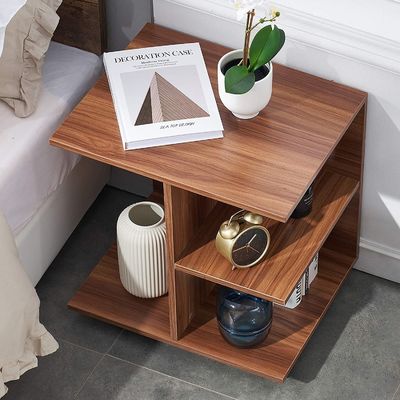Meubles de chambre Table de nuit moderne en bois de noyer avec roulettes et étagère ouverte