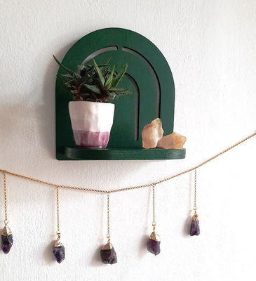 Arc-en-ciel décor suspendu au mur en bois petite étagère d'affichage de plantes pour les meubles de salon