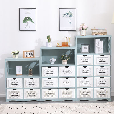 Coffre à tiroirs de style moderne multicolore vert blanc pour chambre à coucher fabriqué par bois sur mesure
