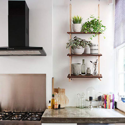 Avantages de la cuisine en grande quantité accrochage personnalisé étagère de mur rustique en bois massif